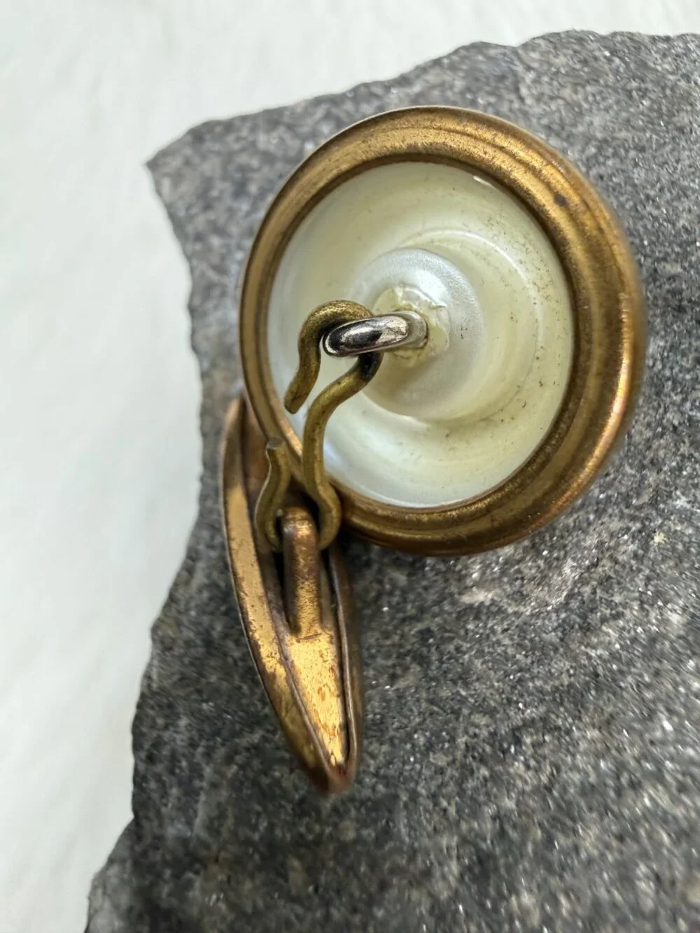 Vintage Faux Pearl & Gold Tone Cufflinks Cuff Links